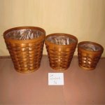 Round Wooden Plate Pot (Set x 3)