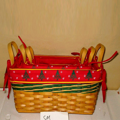 Oblong Wooden Plate X'Mas Basket (Setx3)